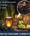 Low Voltage Tiki Torch Lights With Flickering Flame Effect 12V Outdoor Pathway And Landscape Lighting Waterproof installed