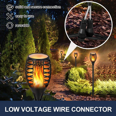 Low Voltage Tiki Torch Lights With Flickering Flame Effect 12V Outdoor Pathway And Landscape Lighting Waterproof installed