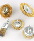 5 Piece Drill Wire Brush Set With One Quarter Inch Hex Shank Rust Removal Wheels Cups And End Brush For Clean And Prep Projects Pro Grade