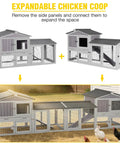 Backyard Ready Cozy Wooden Chicken Coop For Two With Well Ventilated Outdoor Hen House And Expandable Run, shown expanded.