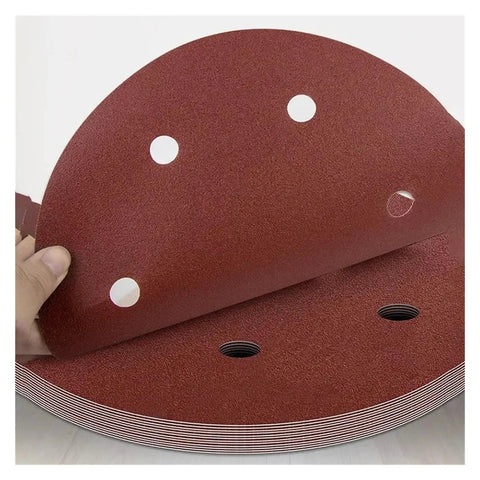 9 Inch 225MM Sanding Discs With 8 Holes For Smooth Polishing Jobs Grit Range 40 To 2000 stacked and ready for use.