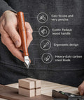 Premium Woodworking Marking Knife With Razor Sharp High Carbon Steel Blade And Durable Wooden Handle for precise cutting on timber.
