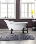 Slick Freestanding Clawfoot Tub Bundle Featuring Top Shelf Oil Rubbed Bronze Faucet And Drain Assembly All In One Premium Bathroom Soaking Package For Effortless Setup in a modern bathroom setting.