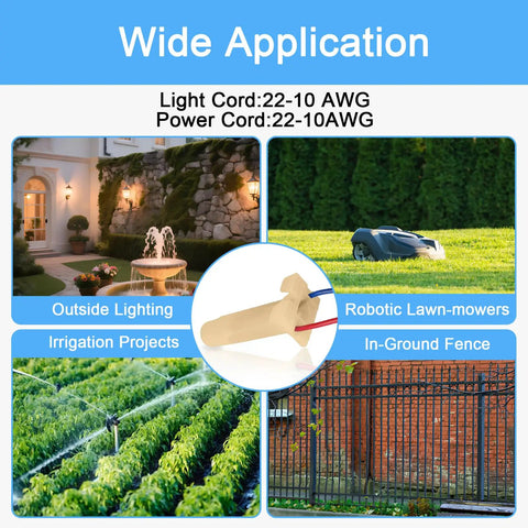 Wide application of 30 Pack Waterproof Direct Burial Wire Cable Splice Kit 22AWG To 10AWG for lighting, irrigation, fencing
