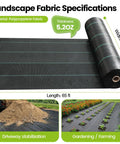 Heavy Duty 13x65ft Driveway Fabric 5.2oz Commercial Weed Barrier Landscape Geotextile for Garden, Road, and Erosion Control product image