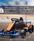 Front view of Licensed McLaren Electric Go Kart for Kids with Drift Pedal, showing detailed specifications and dimensions.