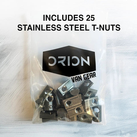 Stainless Steel Self Aligning Roll In T Nuts Ball Spring 25 Pack 15 Series Aluminum Extrusion T Slot Hardware in clear bag