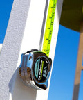 High Visibility Pro Tape Measure Workhorse with Inch and Engineer Scale, 25 Feet by 1 Inch, chrome case on jobsite post