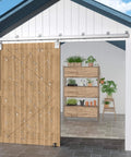 12 Ft Heavy Duty Exterior Barn Door Hardware Kit For Outdoor Use, Box Rail System With 450 Lb Capacity, Silver Finish, Installed on Shed