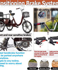 Three Wheel Pedal Tricycle Cruiser for Seniors and Adults with hydraulic front fork and dual brakes positioning system