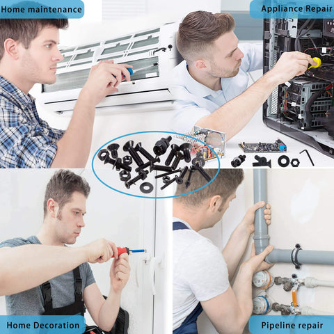 All In One Heavy Duty M2 M3 M4 M5 Bolts And Nuts Set With Washers And Spanner 1065 Pieces Including Countersunk And Flat Head Socket Screws For Home DIY Projects And Light Industrial Use Carbon Steel Black Finish used in various repair scenarios