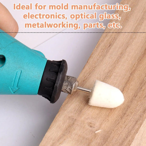 25 Pcs Wool Mounted Mandrel Set With One Eighth Inch Shank Polishing Bits Burrs Buffing Wheels For Rotary Tool Five Size Assortment