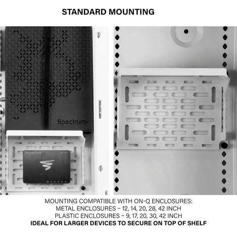 Heavy Duty Shelf Mounting Bracket For Routers Modems And Tall ISP Gear White Easy Tool Free Install Upright Or Inverted