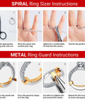 All In One Ring Size Adjuster Kit For Loose Rings With 60 Pack, 16 Sizes And 3 Styles Metal Guards Spacers instructions