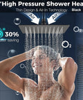 8 Inch Rain Shower Head With Handheld, High Pressure Stainless Steel, Rainfall Shower Combo, Black Finish in use.