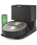 Self-Emptying Robot Vacuum With Ultra Strong Suction And Obstacle Detection, 60 Day Auto-Empty, Pet Friendly Cleaning, Smart Mapping, Alexa Compatible, Dirt Detective Intelligence Keeps Floors Spotless And No Fuss on docking station with smartphone.