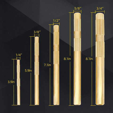 Brass Drift Punch Set Non Marring One Quarter Inch Three Eighths Inch One Half Inch Five Eighths Inch Three Quarters Inch Five Piece