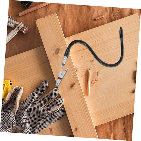 Soldering Help Hand Clamp With 360 Degree Rotation for stable circuit board work, mounted on wooden surface with gloves nearby.