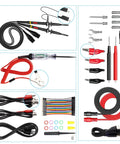 Assorted cables and probes for DSO2D15 Digital Storage Oscilloscope With 150MHz Bandwidth, 1GSa/s, in organized layout.