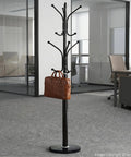 Heavy Duty Standing Coat Rack With Marble Base And 12 Metal Hooks Freestanding Coat Tree 130 Lb Capacity in office