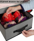 Person organizing bras in Beefy 66 Pound Capacity Hanging Closet Organizer with collapsible shelves in gray