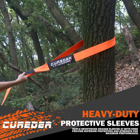 Heavy Duty Tow Strap 3 Inch By 30 Foot Snatch Recovery Rope For Off Road And Truck Towing Lab Tested 35121 Pounds Break Strength tied to tree