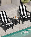 Adirondack Chair Cushions Set Of 2 50x19.6 Inch Cushions For Outdoor Patio Rocking Chairs Black White Stripe Comfy Polyester Fill Fade Resistant Water Repellent on chairs by a pool