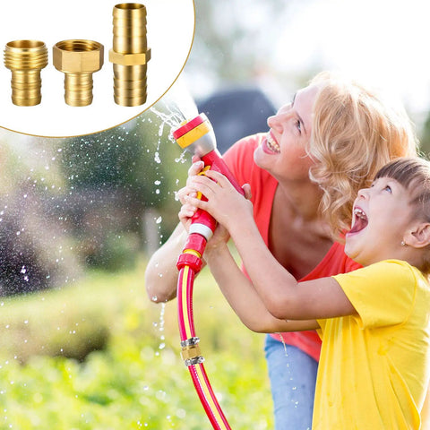 Four Pack Solid Brass Garden Hose Mender Kit With Male And Female Couplers For Five Eighth Inch Hoses Includes Tape Stainless Steel Clamp And Three Quarter Inch Rubber Gasket For Quick Leak Free Fixes