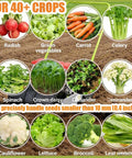 Two Row Corn Planter And Garden Seeder For Home Gardens Manual Seed Drill And Handy Seed Spreader with images of 40+ crops.