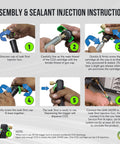 CO2 Powered AC Drain Line Cleaner And Leak Sealant Injector Gun All In One assembly and sealant injection instructions