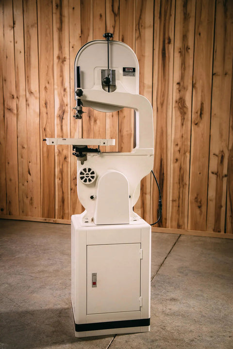 14-Inch Woodworking Band Saw Workhorse With 1 HP Motor, 115/230V Single Phase, Cast Iron Frame, Rack And Pinion Blade Guides, Ball Bearing Guides, 6-Inch Resaw Capacity For Cutting Large Wood Pieces