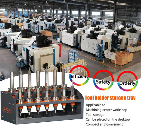 CNC Tool Rack Desktop Storage for Workshop and Garage, Heavy Duty Metal Tool Holder with ABS Inserts, Easy Access CNC Organizer Rack