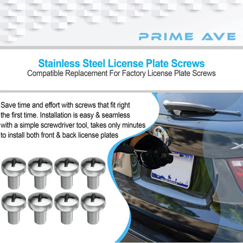Installation of Stainless Steel License Plate Screws Set For Front And Rear, Marine Grade 18-8 Rust Proof Car Tag Fasteners, Perfect For BMW And More, License Plate Screw Kit Pack Of 8