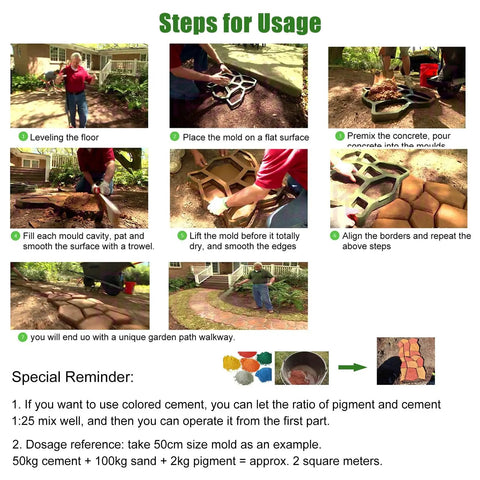 Step-by-step guide using Concrete Paver Mold Kit For DIY Outdoor Pathways Irregular Stepping Stones And Walkways Reusable Plastic Molds