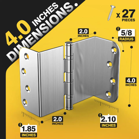 Expandable Offset Door Hinge Set 4 Inch Ball Bearing Hinges With Five Eighth Inch Radius Swing Clear Adds 2 Inches
