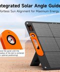 110W Foldable Solar Panel Charger For Portable Power Stations IP68 Waterproof 24 Percent Efficiency MC4 Output ETFE With Adjustable Kickstand and angle guide