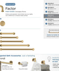 Champagne Bronze cabinet pulls and knobs in various sizes, including 5-1/16 in C-C, part of Amerock Factor Collection