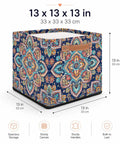 Foldable Paisley Mandala Storage Basket 13 Inch Cube with reinforced handles and durable canvas for organization.