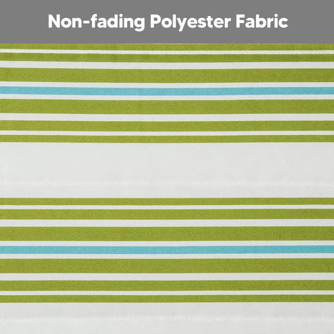 Striped fabric detail of Outdoor Portable Two Person Hammock Pad For Camping And Outdoor Adventures, green and blue lines on polyester.