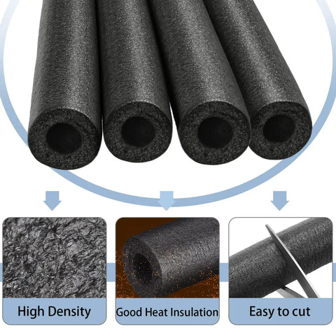 Top Shelf Foam Pipe Insulation Sleeves With Elbow Fittings For Hot And Cold Water Lines Thermal Wrap To Keep Those Pipes Cozy 16 Piece Set, high-density black foam sleeves.
