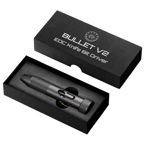 Bullet V2 Multi Use Bit Driver For EDC With S2 Steel Torx Bits T6 T8 And T10 in black box packaging