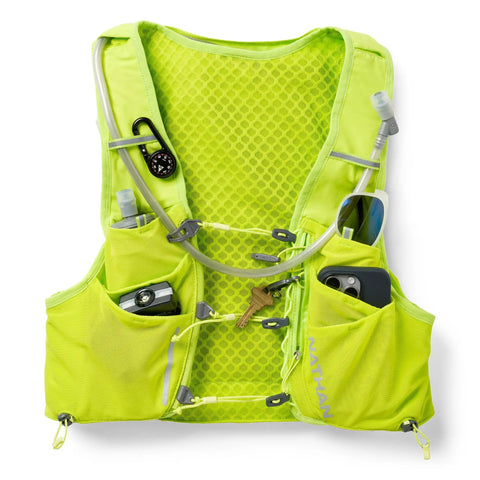 Front view of 12L Hydration Vest For Runners And Hikers With Quick Fit Adjustments And Breathable Mesh 1.6L Insulated Bladder Ultra Lightweight Build