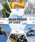 Image showcasing uses for 100Ft Self Regulating Pipe Heating Cable For Freeze Protection With Thermostat Control Heat Tape For Water Pipes Energy Saving ETL Listed 120V 3W Per Foot Easy Install And Reliable Home Plumbing Heat.