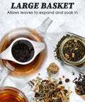 Extra Fine 18 8 Stainless Steel Tea Infuser Mesh Strainer With Large Capacity in teapot with loose leaf tea