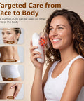 Woman using All In One Body Sculpting Machine For Cellulite Removal And Contouring, Muscle Relaxation, Skin Tightening, At Home Massage Tool For Legs Abdomen Arms And Love Handles