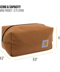 Durable Travel Kit For On The Go Grab And Go Gear Organize Grooming Skincare Cosmetics And Shaving Essentials In A Water Resistant Toiletry Bag, showing brown bag with 9x4.5x4.5 dimensions.
