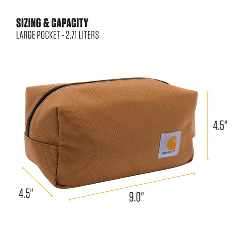 Durable Travel Kit For On The Go Grab And Go Gear Organize Grooming Skincare Cosmetics And Shaving Essentials In A Water Resistant Toiletry Bag, showing brown bag with 9x4.5x4.5 dimensions.