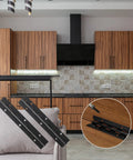 Six Pack Rock Solid Black Piano Hinges 18 Inch Heavy Duty Continuous Barrel Hinges For Cabinets displaying matte black stainless steel hinges.