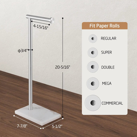 Natural Marble Toilet Paper Holder Stand Freestanding Stainless Steel With Brushed Finish Heavy Marble Base Dimensions Diagram