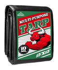 Heavy Duty 15x15 Ft Waterproof Tarp With Durable Reinforced Edges And Grommets, UV Resistant 10 Mil Thick, Green And Black